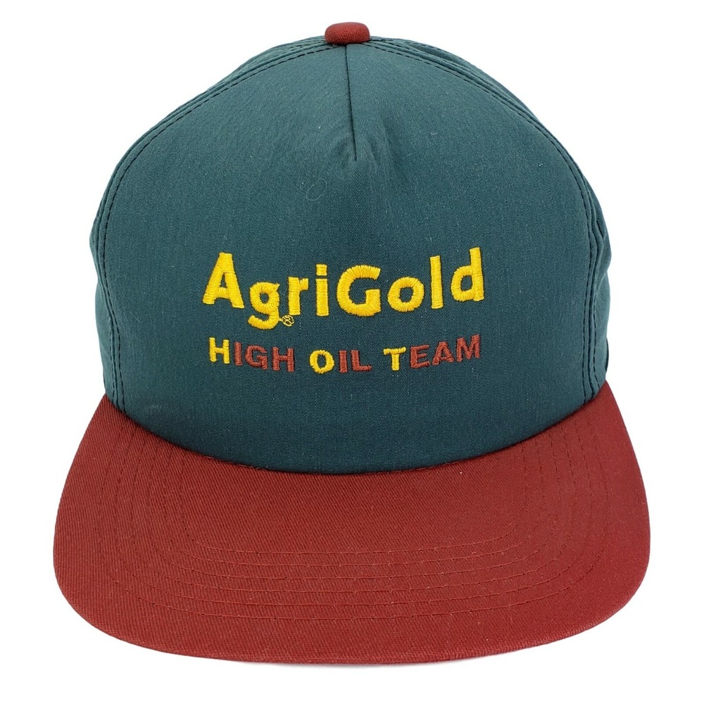 K-Products AgriGold High Oil Team Hat Snapback Green Maroon Vintage USA Trucker